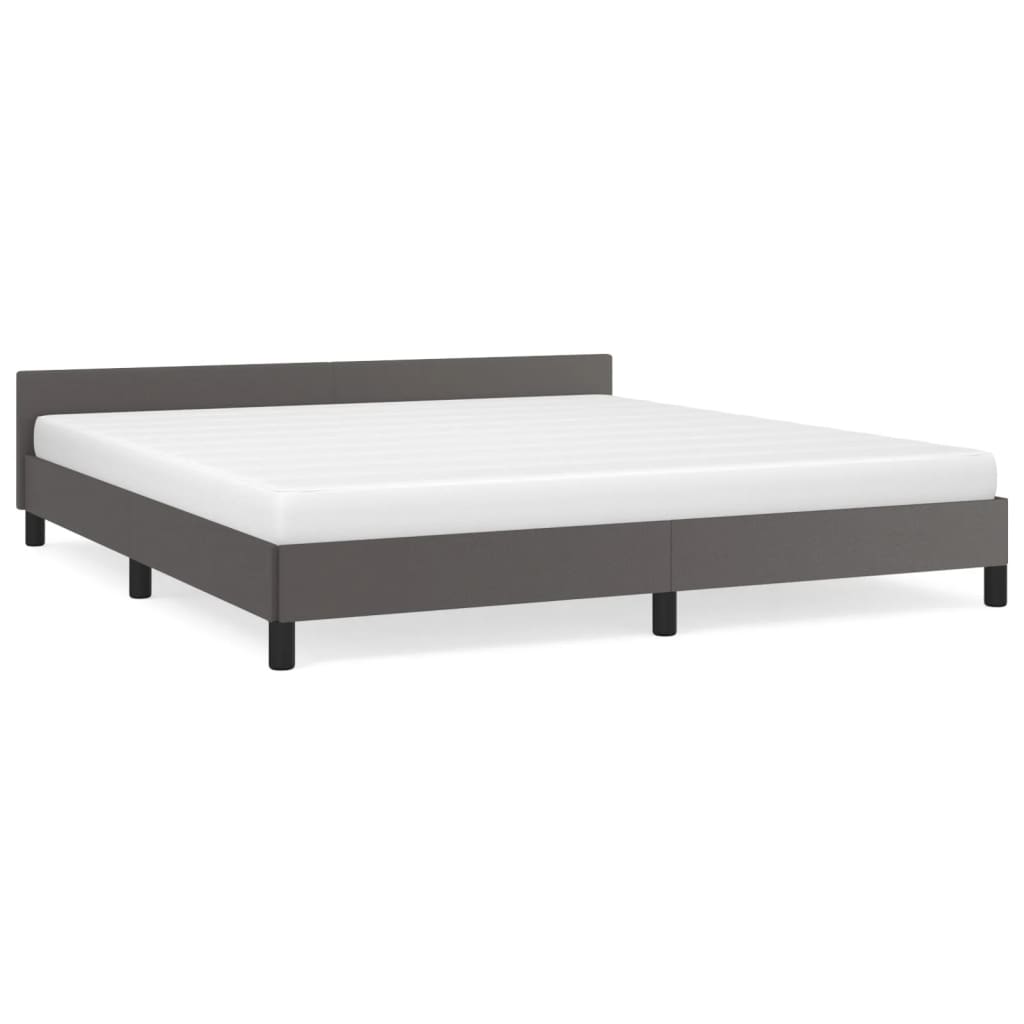 Bedframe Met Hoofdbord Kunstleer Grijs 160X200 Cm