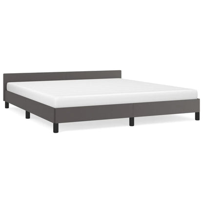Bedframe Met Hoofdbord Kunstleer Grijs 160X200 Cm