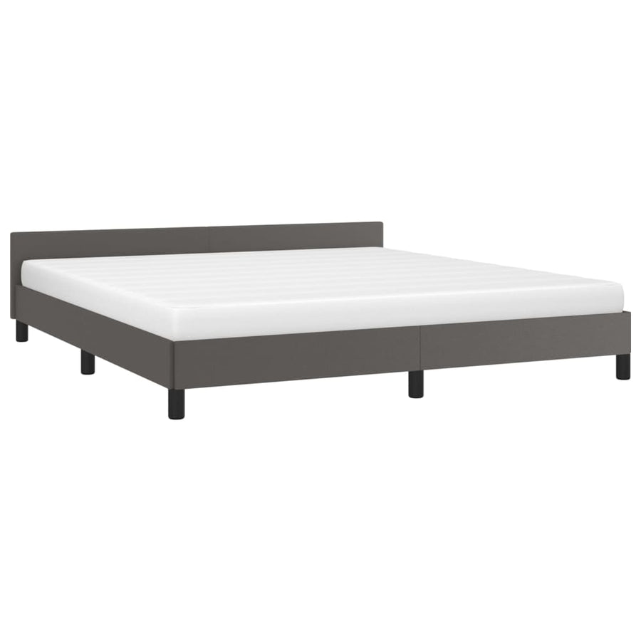 Bedframe Met Hoofdbord Kunstleer Grijs 160X200 Cm