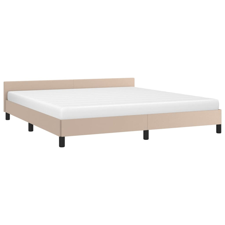 Bedframe Met Hoofdbord Kunstleer Kleurig 160 x 200 cm Cappuccino