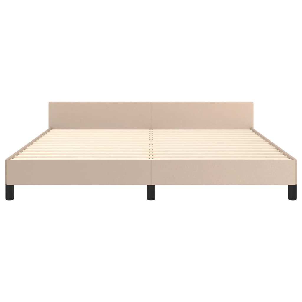 Bedframe Met Hoofdbord Kunstleer Kleurig 160 x 200 cm Cappuccino