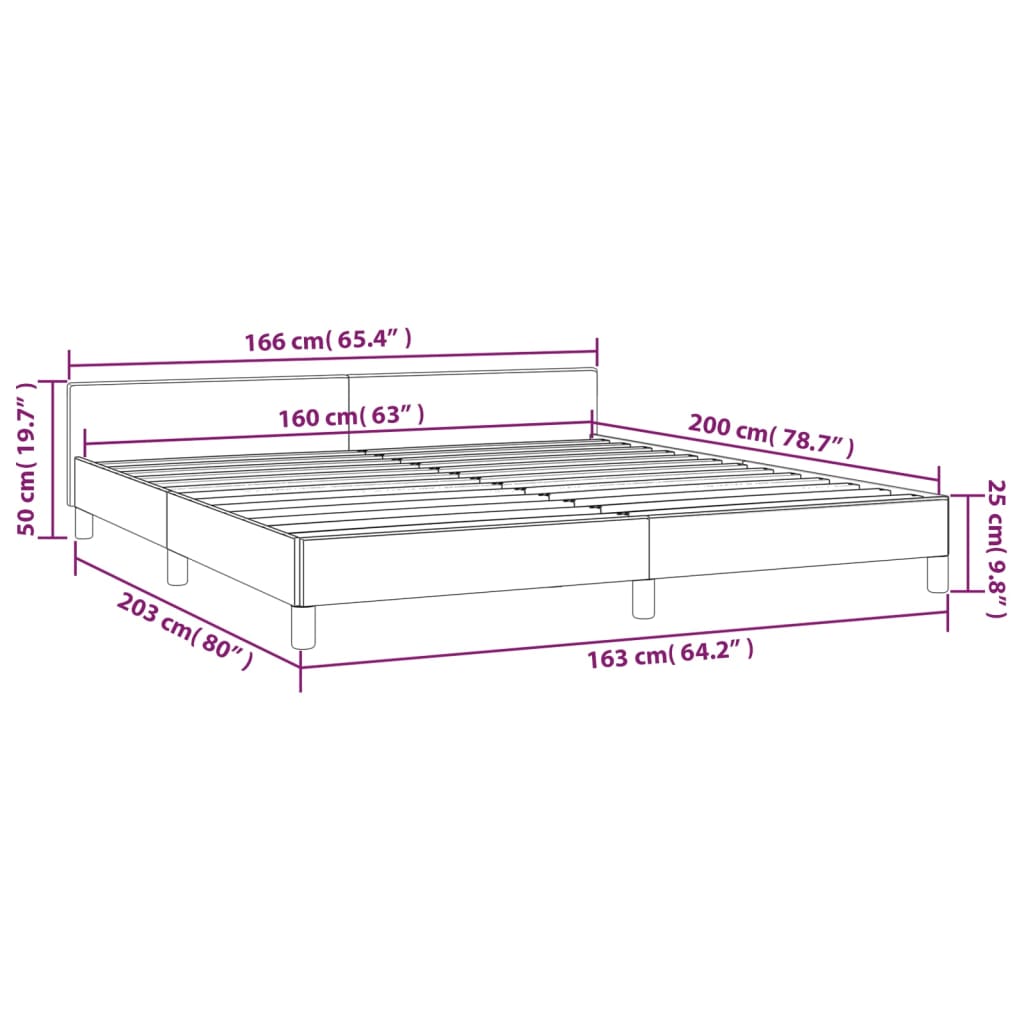 Bedframe Met Hoofdbord Kunstleer Kleurig 160 x 200 cm Cappuccino