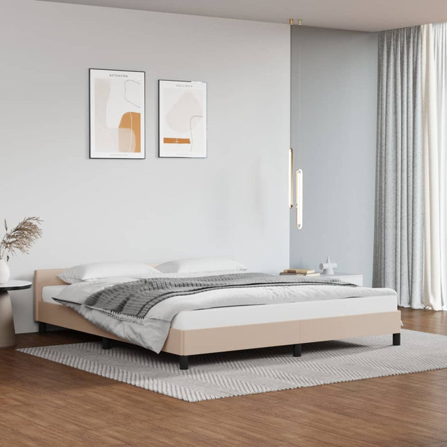 Bedframe Met Hoofdbord Kunstleer Kleurig 160 x 200 cm Cappuccino