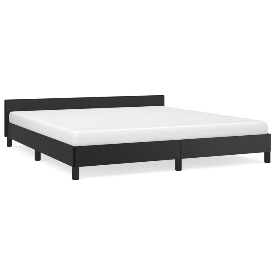 Bedframe Met Hoofdbord Kunstleer Zwart 180X200 Cm