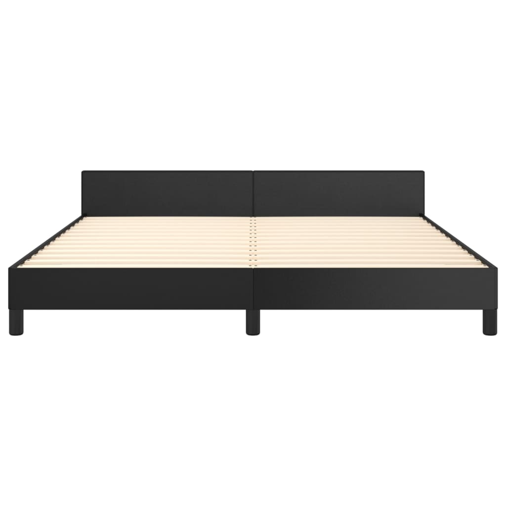 Bedframe Met Hoofdbord Kunstleer Zwart 180X200 Cm
