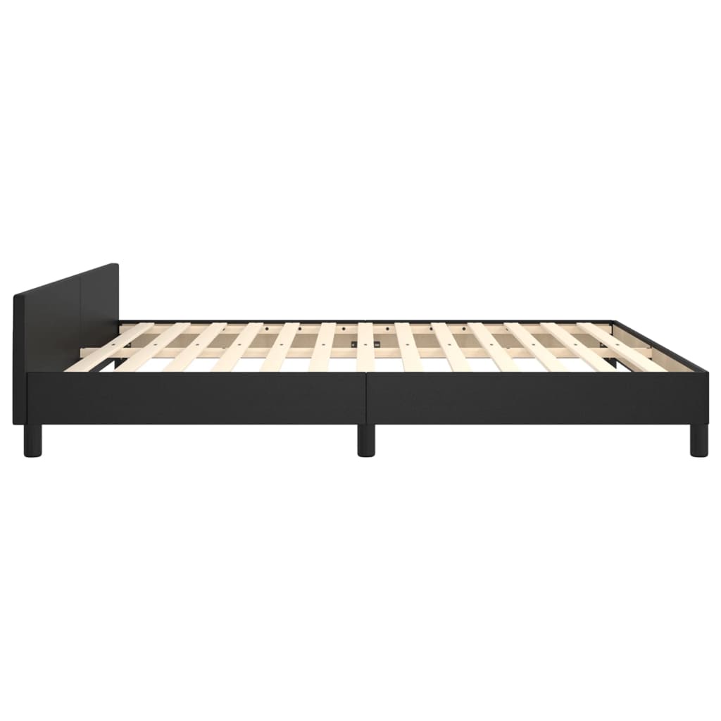 Bedframe Met Hoofdbord Kunstleer Zwart 180X200 Cm