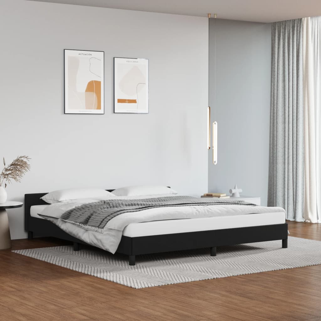 Bedframe Met Hoofdbord Kunstleer Zwart 180X200 Cm