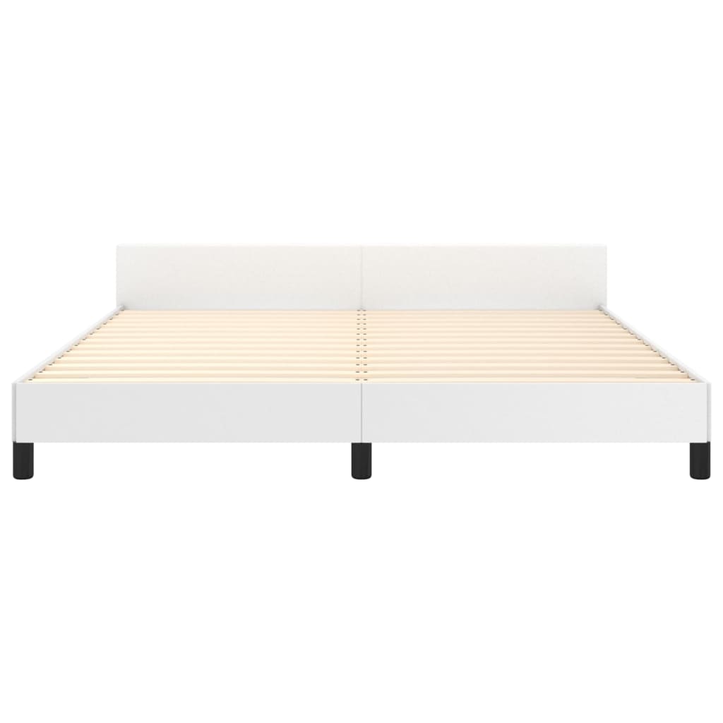 Bedframe Met Hoofdbord Kunstleer Wit 180X200 Cm