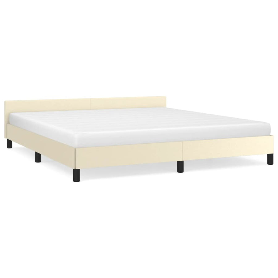 Bedframe Met Hoofdbord Kunstleer Kleurig 180 x 200 cm Crème