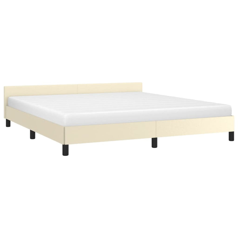 Bedframe Met Hoofdbord Kunstleer Kleurig 180 x 200 cm Crème