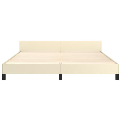 Bedframe Met Hoofdbord Kunstleer Kleurig 180 x 200 cm Crème