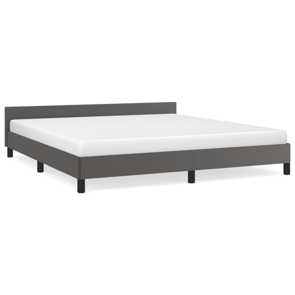 Bedframe Met Hoofdbord Kunstleer Grijs 180X200 Cm