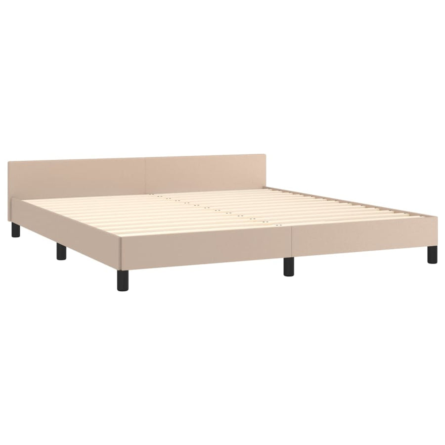 Bedframe Met Hoofdbord Kunstleer Cappuccinokleurig 180X200 Cm