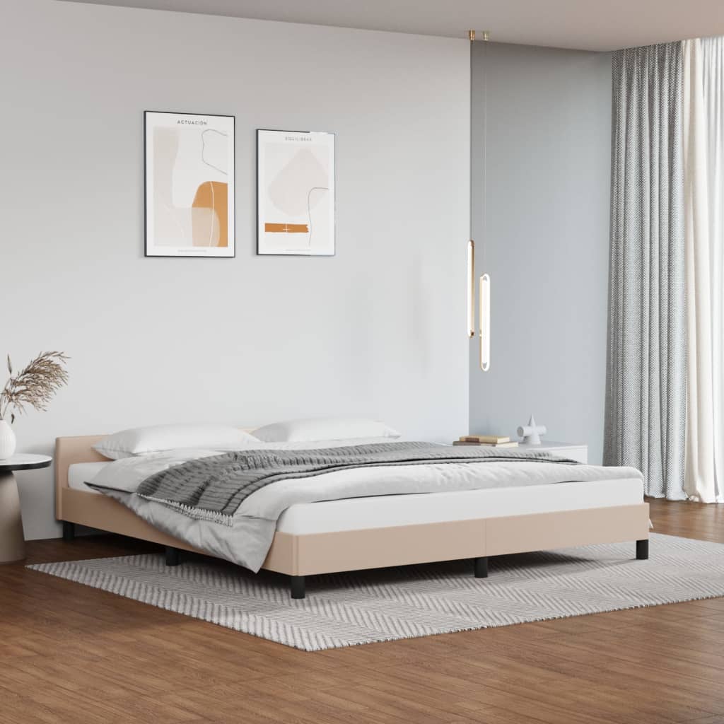 Bedframe Met Hoofdbord Kunstleer Cappuccinokleurig 180X200 Cm