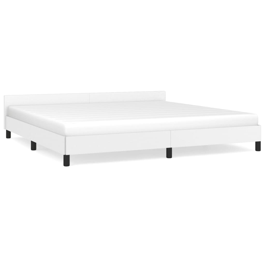Bedframe Met Hoofdbord Kunstleer Wit 200X200 Cm