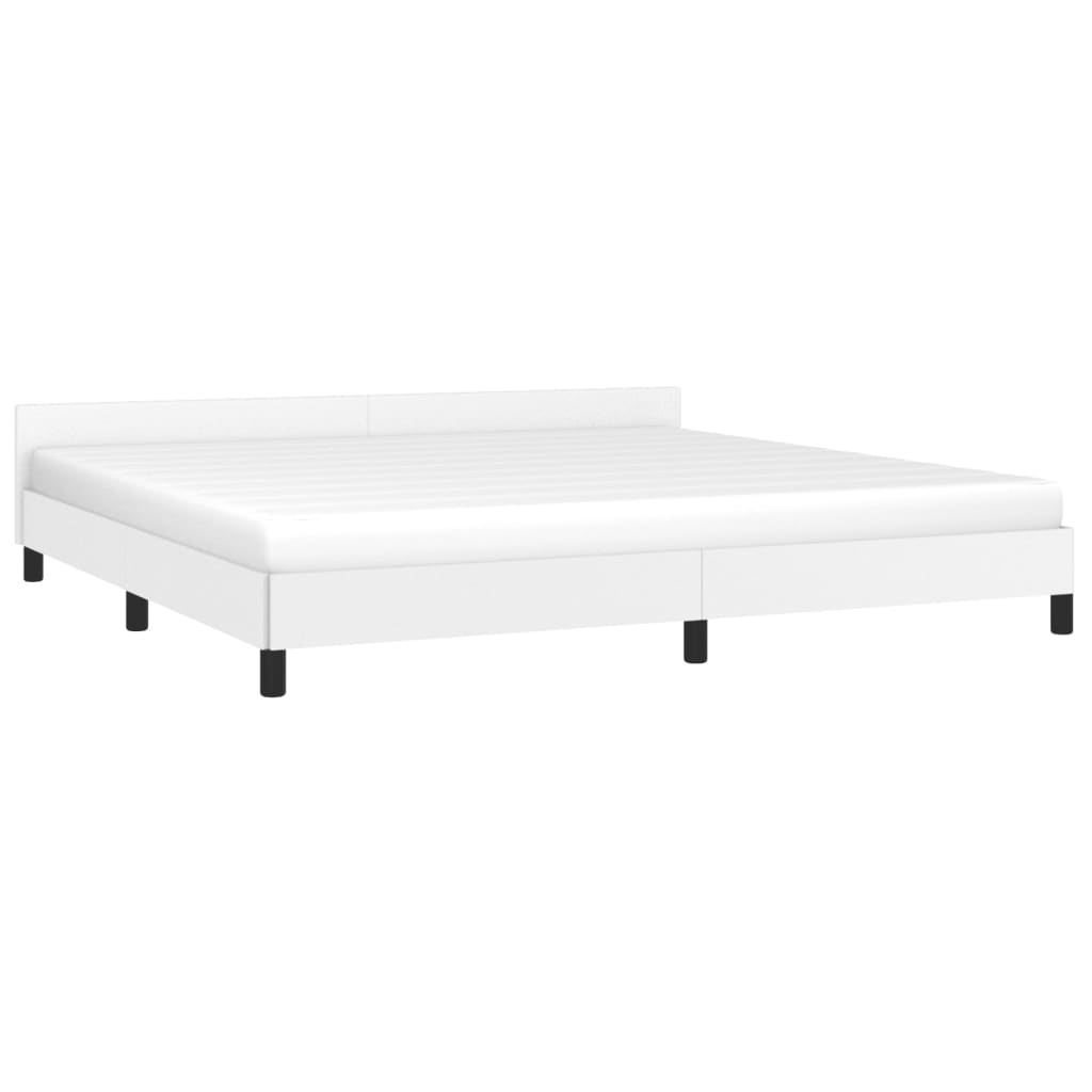 Bedframe Met Hoofdbord Kunstleer Wit 200X200 Cm