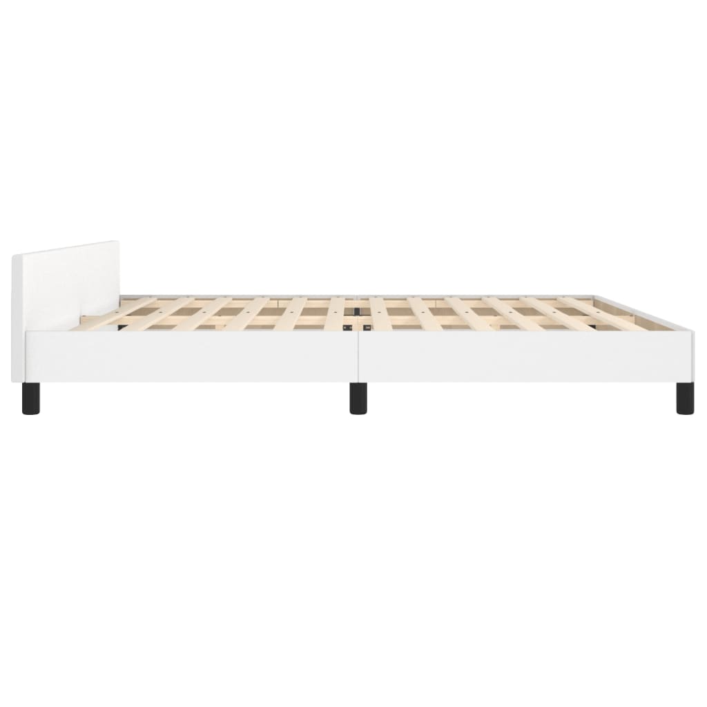 Bedframe Met Hoofdbord Kunstleer Wit 200X200 Cm