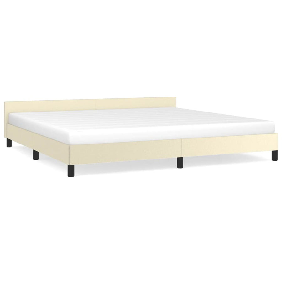 Bedframe Met Hoofdbord Kunstleer Crèmekleurig 200X200 Cm