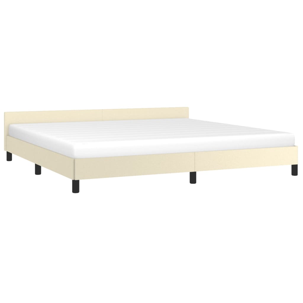 Bedframe Met Hoofdbord Kunstleer Crèmekleurig 200X200 Cm