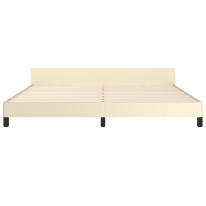Bedframe Met Hoofdbord Kunstleer Crèmekleurig 200X200 Cm