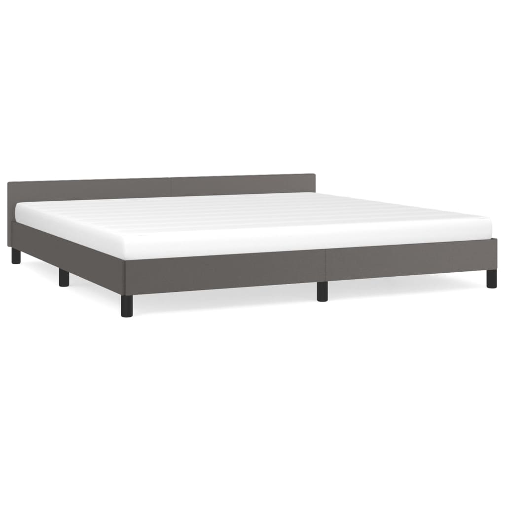 Bedframe Met Hoofdbord Kunstleer Grijs 200X200 Cm