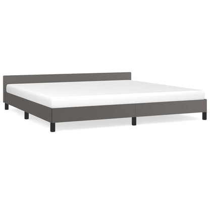Bedframe Met Hoofdbord Kunstleer Grijs 200X200 Cm