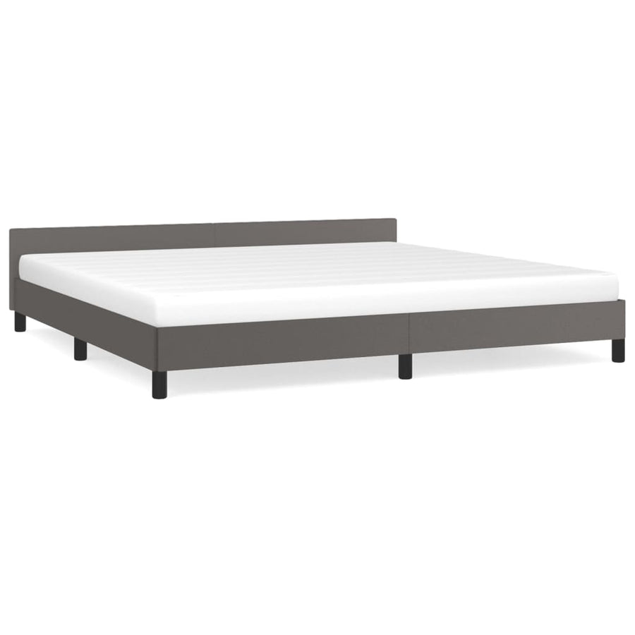 Bedframe Met Hoofdbord Kunstleer Grijs 200X200 Cm
