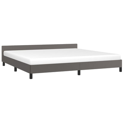 Bedframe Met Hoofdbord Kunstleer Grijs 200X200 Cm