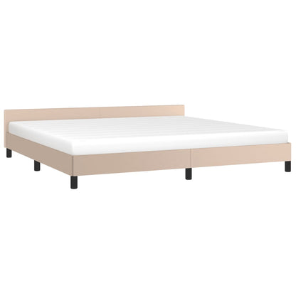 Bedframe Met Hoofdbord Kunstleer Cappuccinokleurig 200X200 Cm