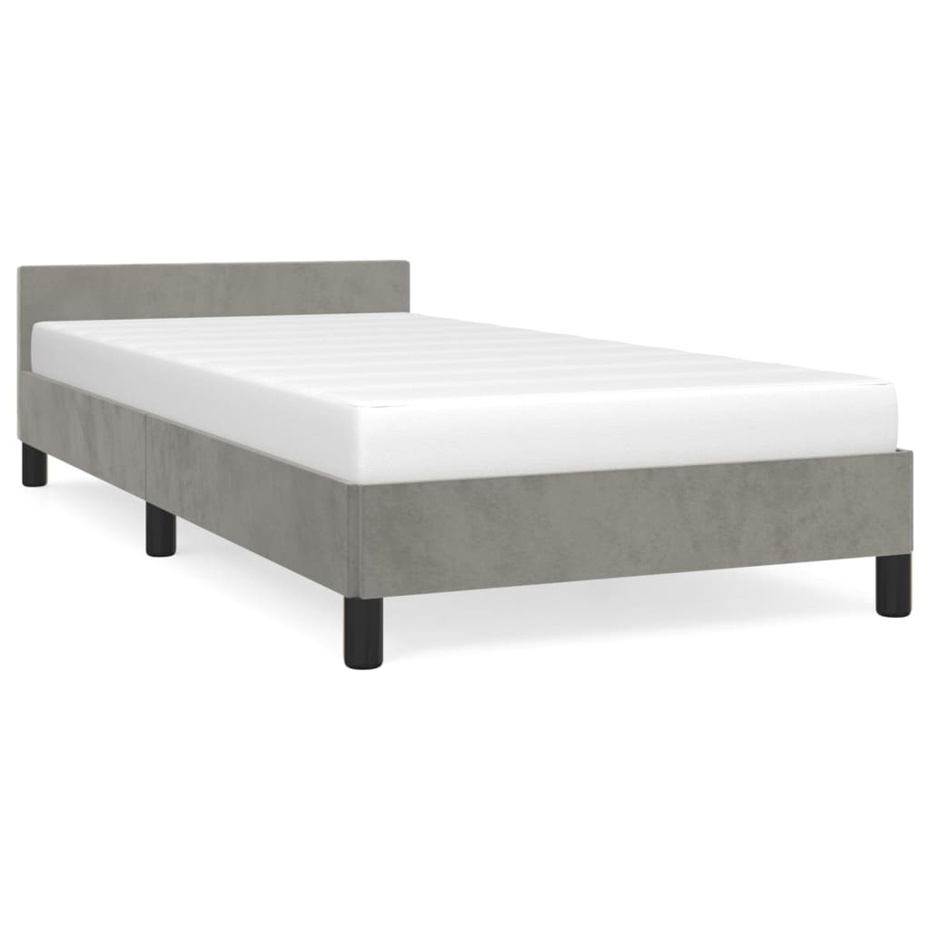 Bedframe Met Hoofdeinde Fluweel Lichtgrijs 80X200 Cm