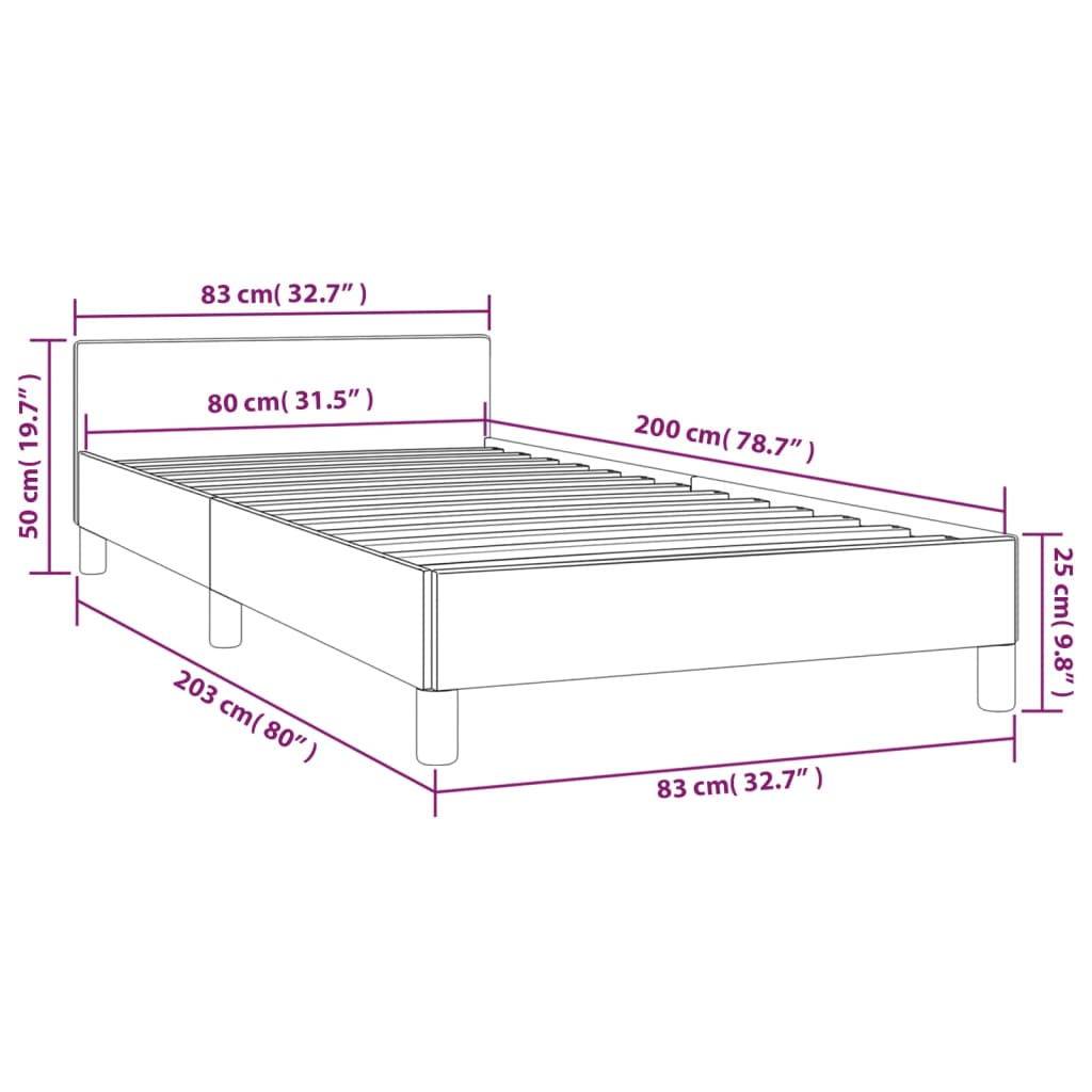 Bedframe Met Hoofdeinde Fluweel Lichtgrijs 80X200 Cm