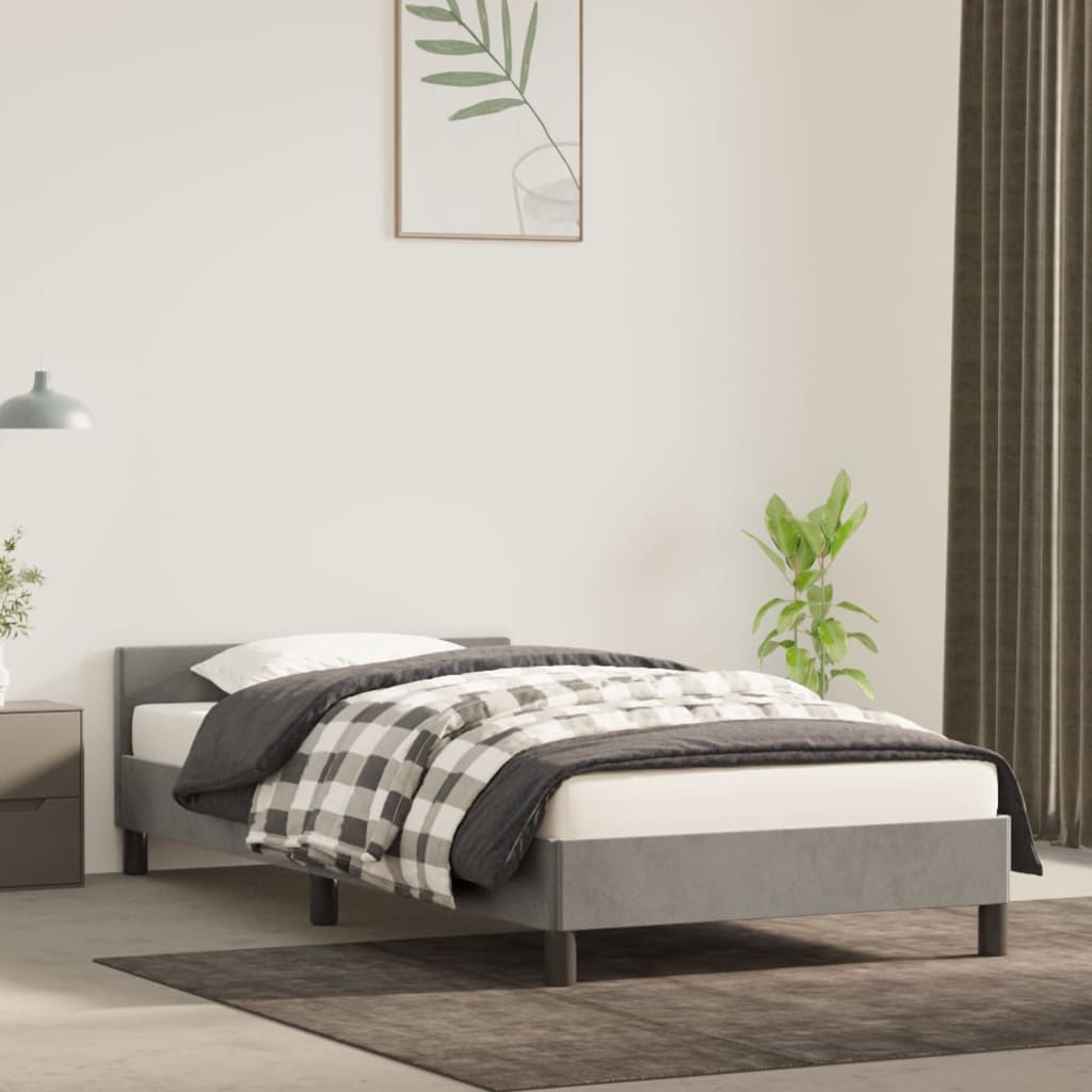 Bedframe Met Hoofdeinde Fluweel Lichtgrijs 80X200 Cm