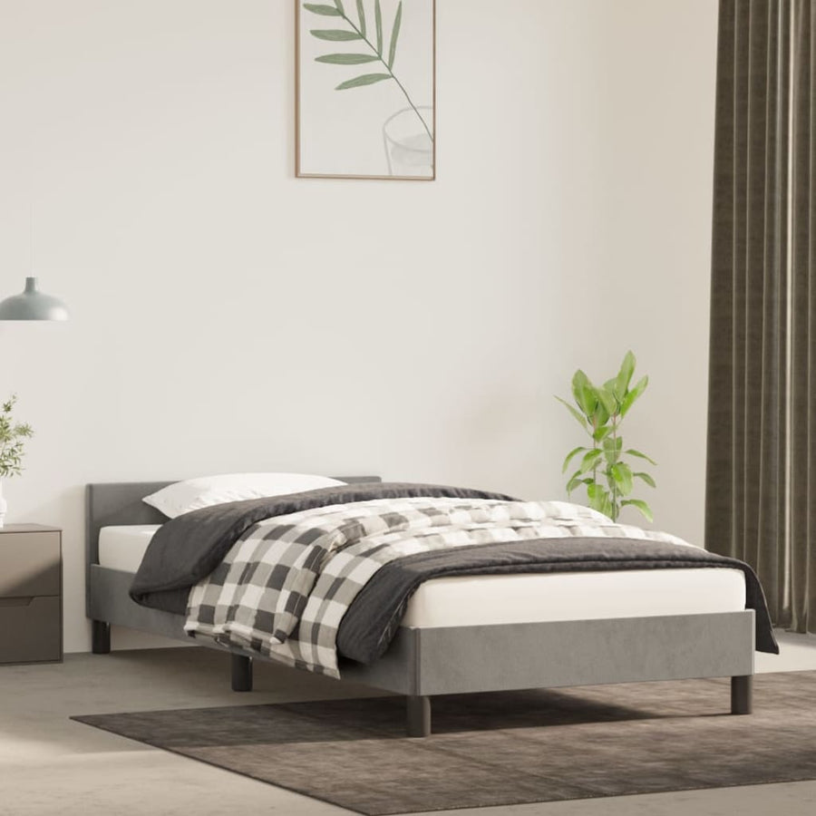 Bedframe Met Hoofdeinde Fluweel Lichtgrijs 80X200 Cm