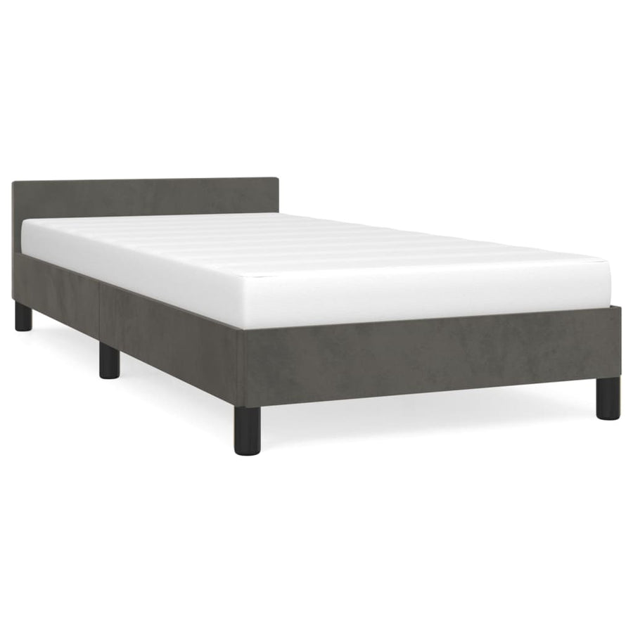 Bedframe Met Hoofdeinde Fluweel Donkergrijs 80X200 Cm