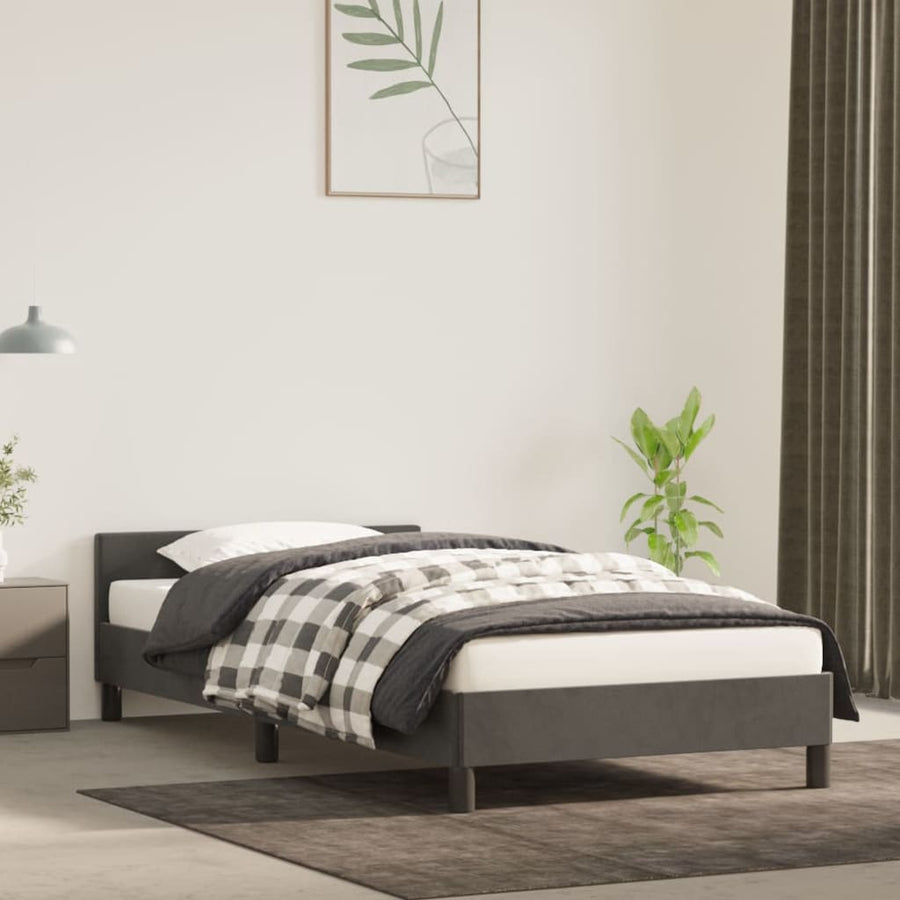 Bedframe Met Hoofdeinde Fluweel Donkergrijs 80X200 Cm