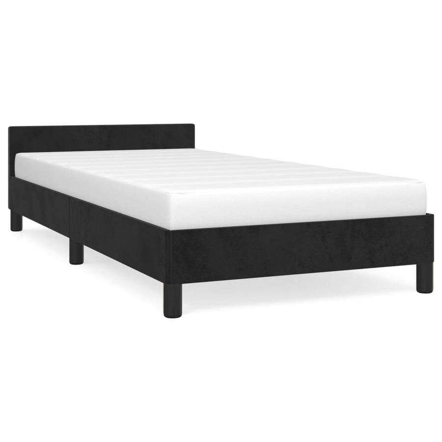 Bedframe Met Hoofdeinde Fluweel Zwart 80X200 Cm
