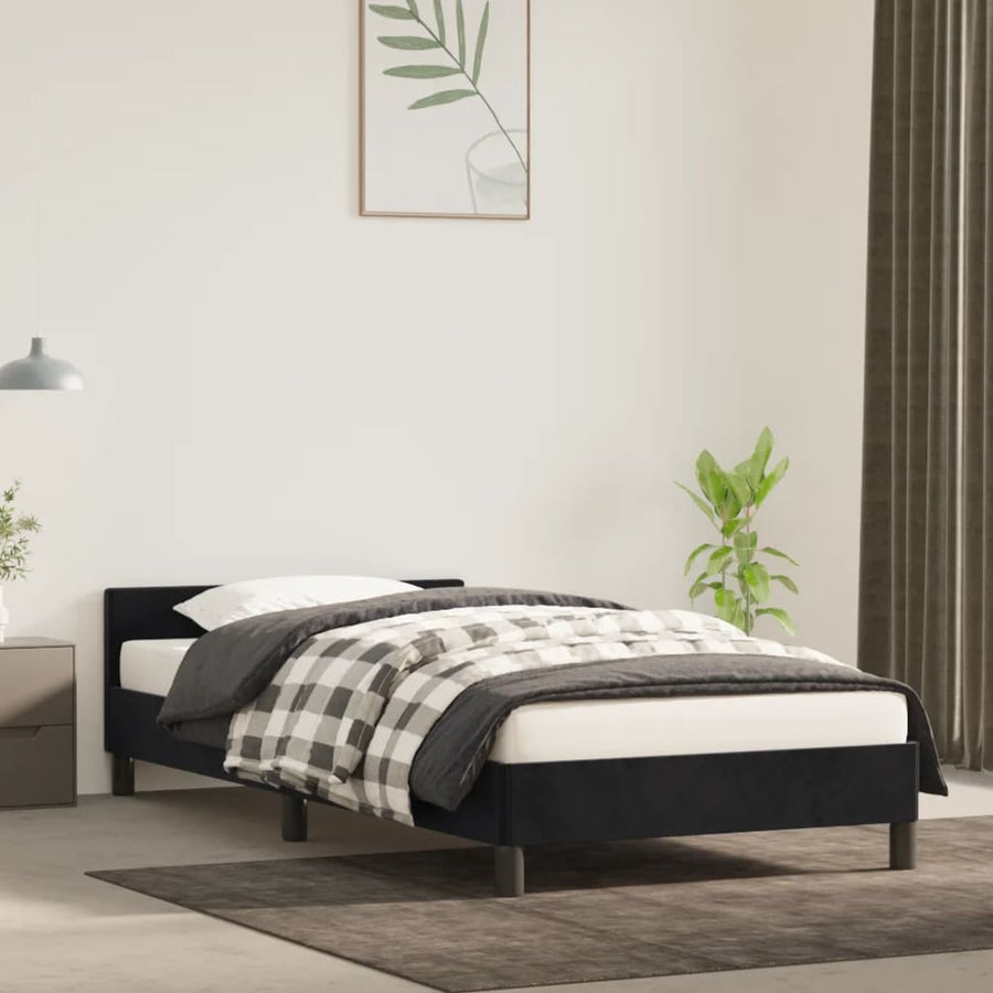 Bedframe Met Hoofdeinde Fluweel Zwart 80X200 Cm