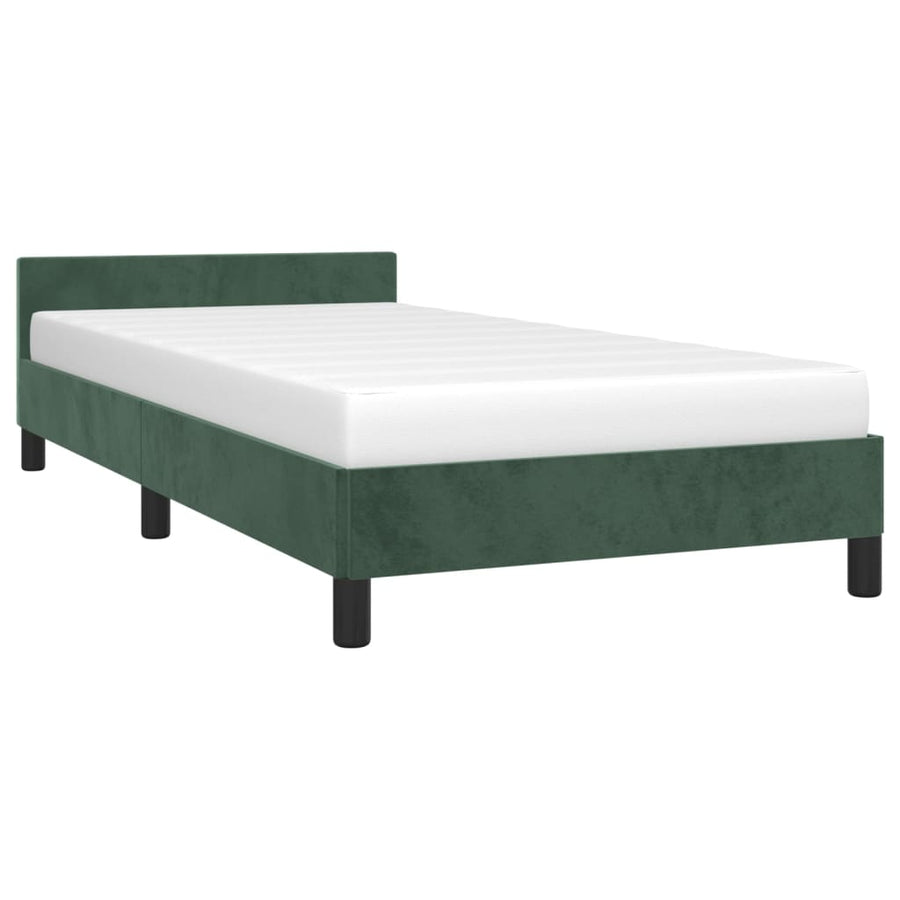 Bedframe Met Hoofdeinde Fluweel Donkergroen 80X200 Cm