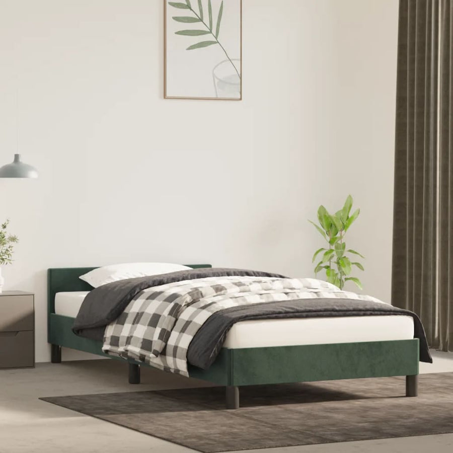 Bedframe Met Hoofdeinde Fluweel Donkergroen 80X200 Cm