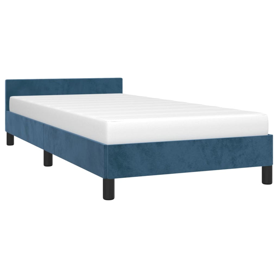 Bedframe Met Hoofdeinde Fluweel Donkerblauw 80X200 Cm