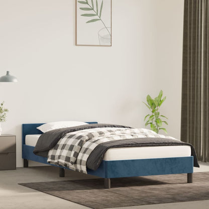 Bedframe Met Hoofdeinde Fluweel Donkerblauw 80X200 Cm