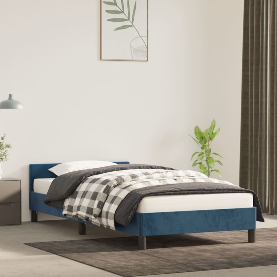 Bedframe Met Hoofdeinde Fluweel Donkerblauw 80X200 Cm