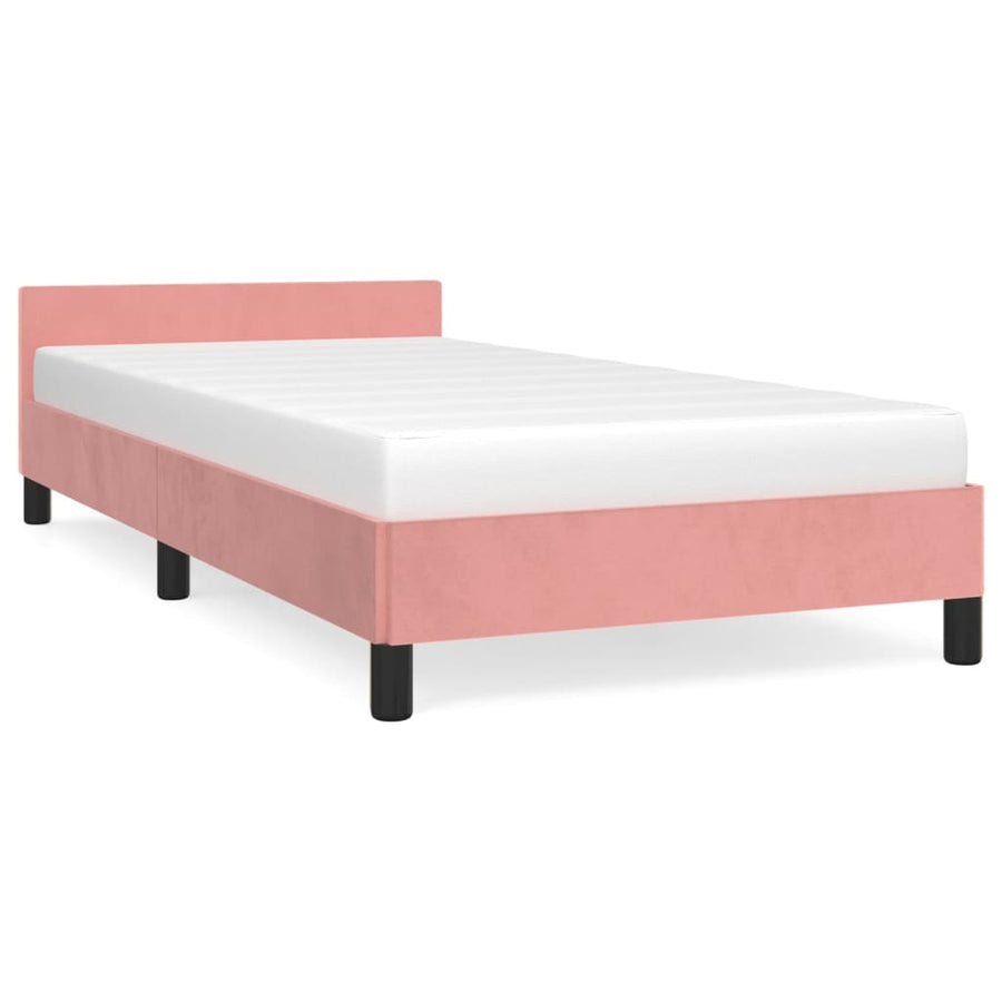 Bedframe Met Hoofdeinde Fluweel Roze 80X200 Cm