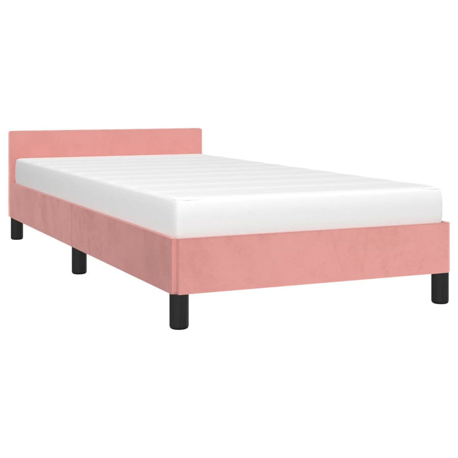 Bedframe Met Hoofdeinde Fluweel Roze 80X200 Cm