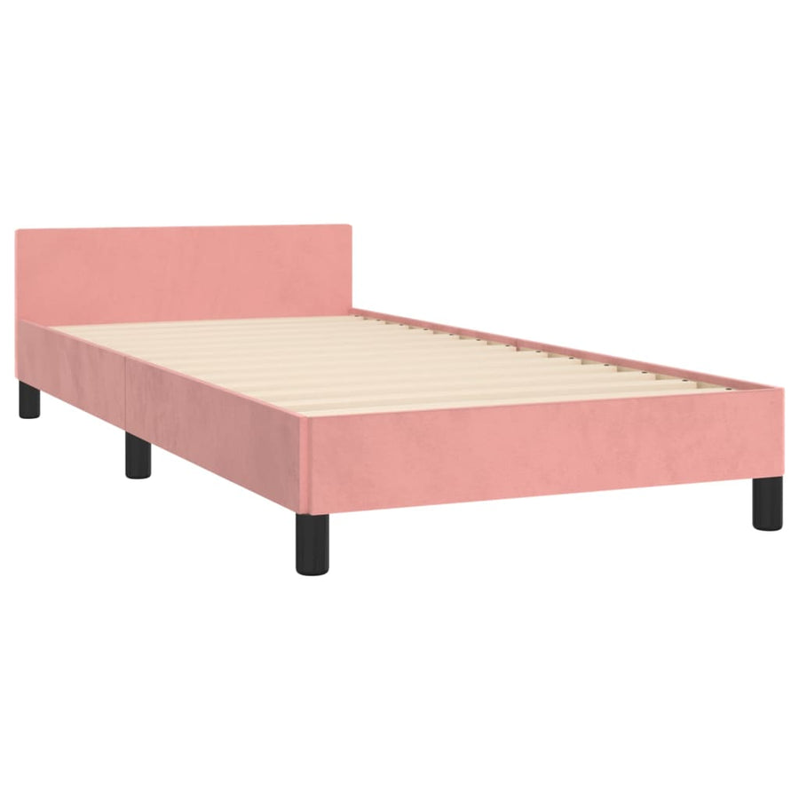 Bedframe Met Hoofdeinde Fluweel Roze 80X200 Cm