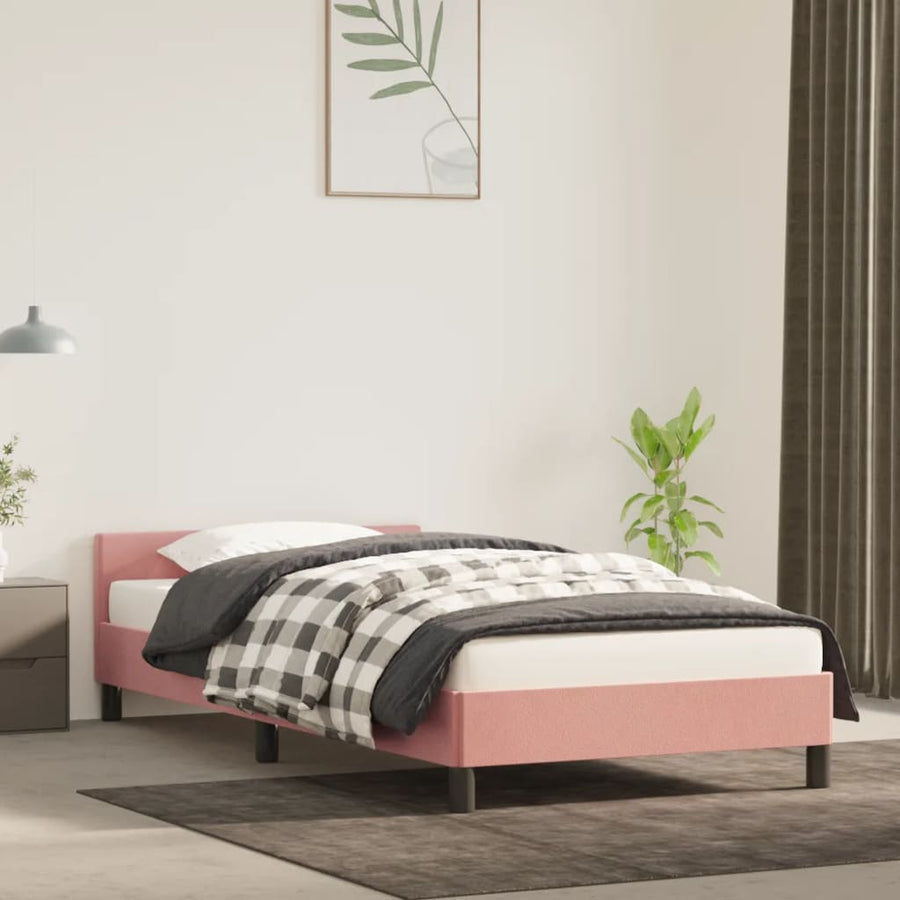 Bedframe Met Hoofdeinde Fluweel Roze 80X200 Cm