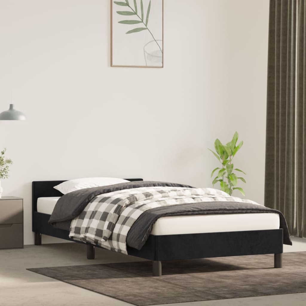 Bedframe Met Hoofdeinde Fluweel Zwart 90X190 Cm