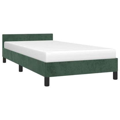 Bedframe Met Hoofdeinde Fluweel Donkergroen 90X200 Cm