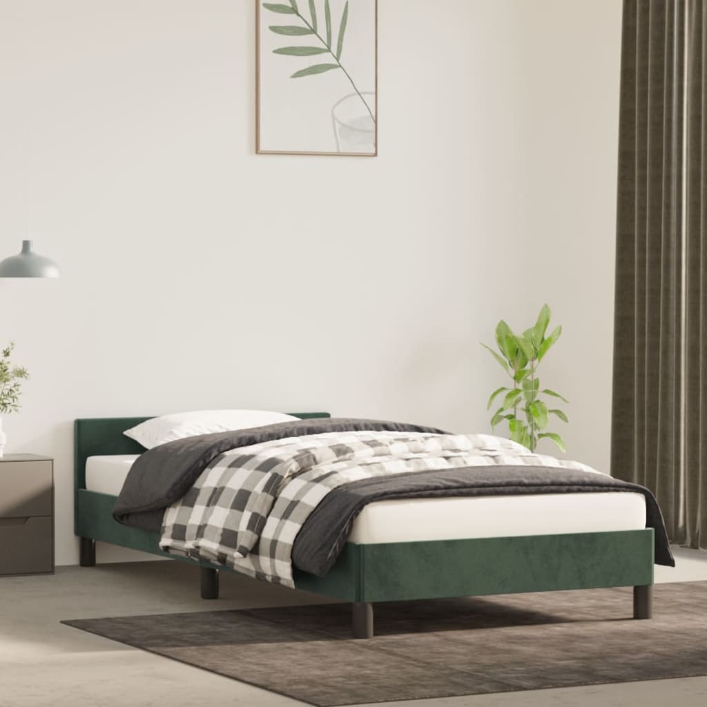 Bedframe Met Hoofdeinde Fluweel Donkergroen 90X200 Cm