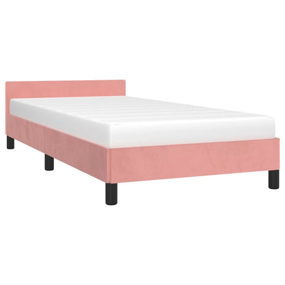Bedframe Met Hoofdeinde Fluweel Roze 90X200 Cm
